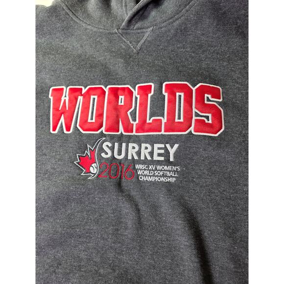 Women's World SOFTBALL Championship 2016 Surrey Canada Gray Pullover Hoodie SZ L - Picture 4 of 8